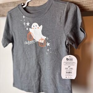 Toddler Boys Girls Gray Sparkle Halloween Ghost Pumpkin T Shirt 2T New With Tags